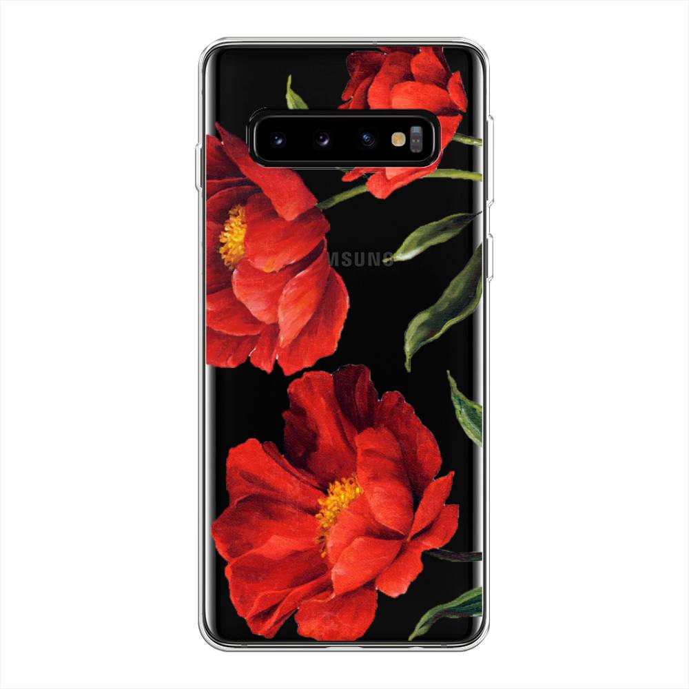 фото Силиконовый чехол "красные маки" на samsung galaxy s10 + awog