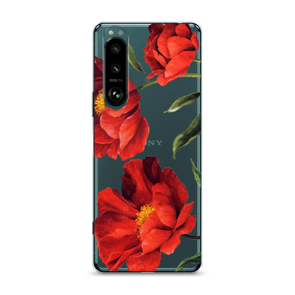 фото Силиконовый чехол "красные маки" на sony xperia 1 iii awog