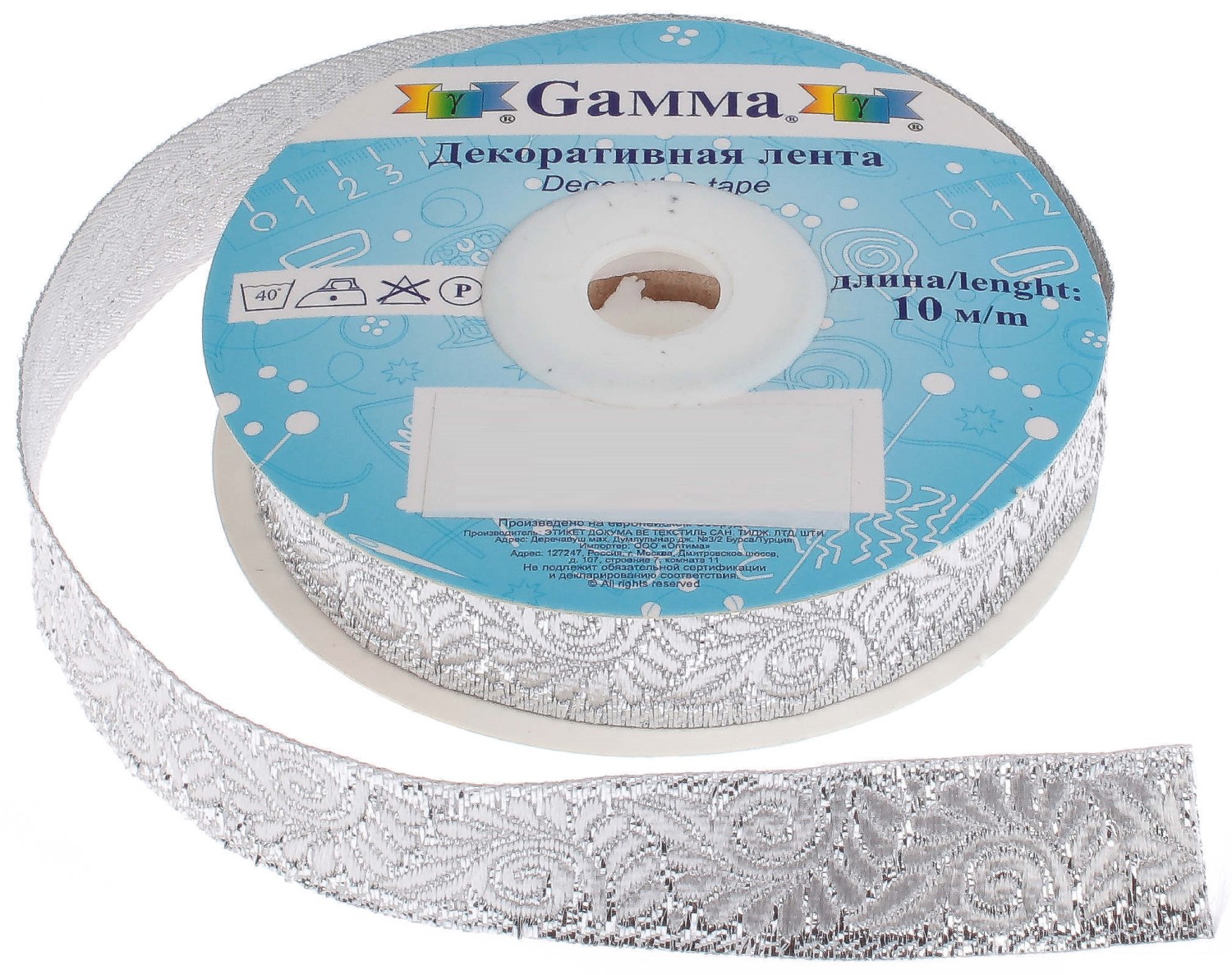 

Gamma 16 мм 10 м отделочная серебро, 16 мм, 10 м, отделочная, серебро