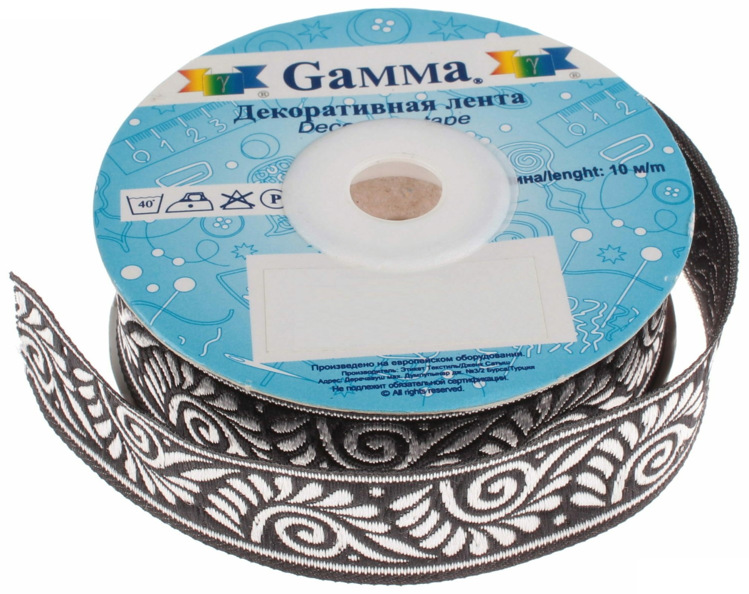 

Gamma 22 мм 10 м отделочная черная серебро, 22 мм, 10 м, отделочная, черная, серебро