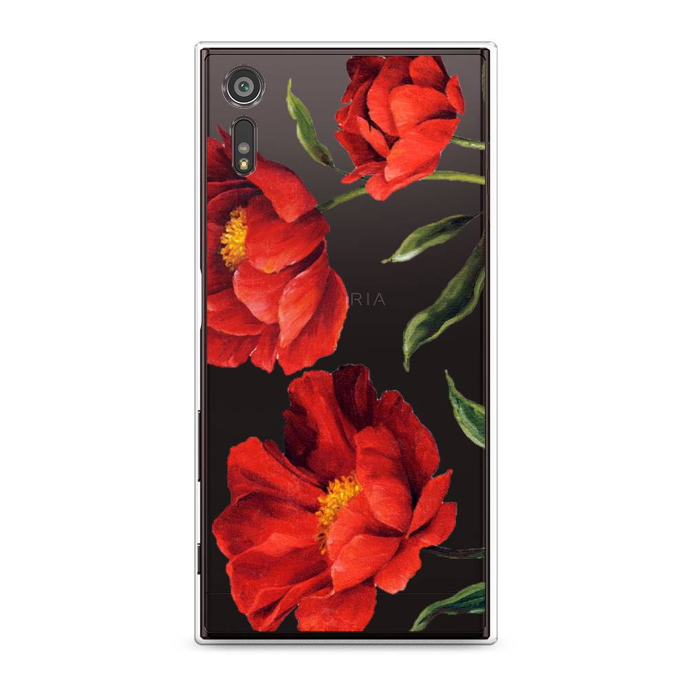 фото Силиконовый чехол "красные маки" на sony xperia xz awog