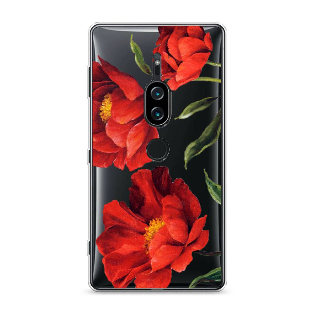 фото Силиконовый чехол "красные маки" на sony xperia xz2 premium awog