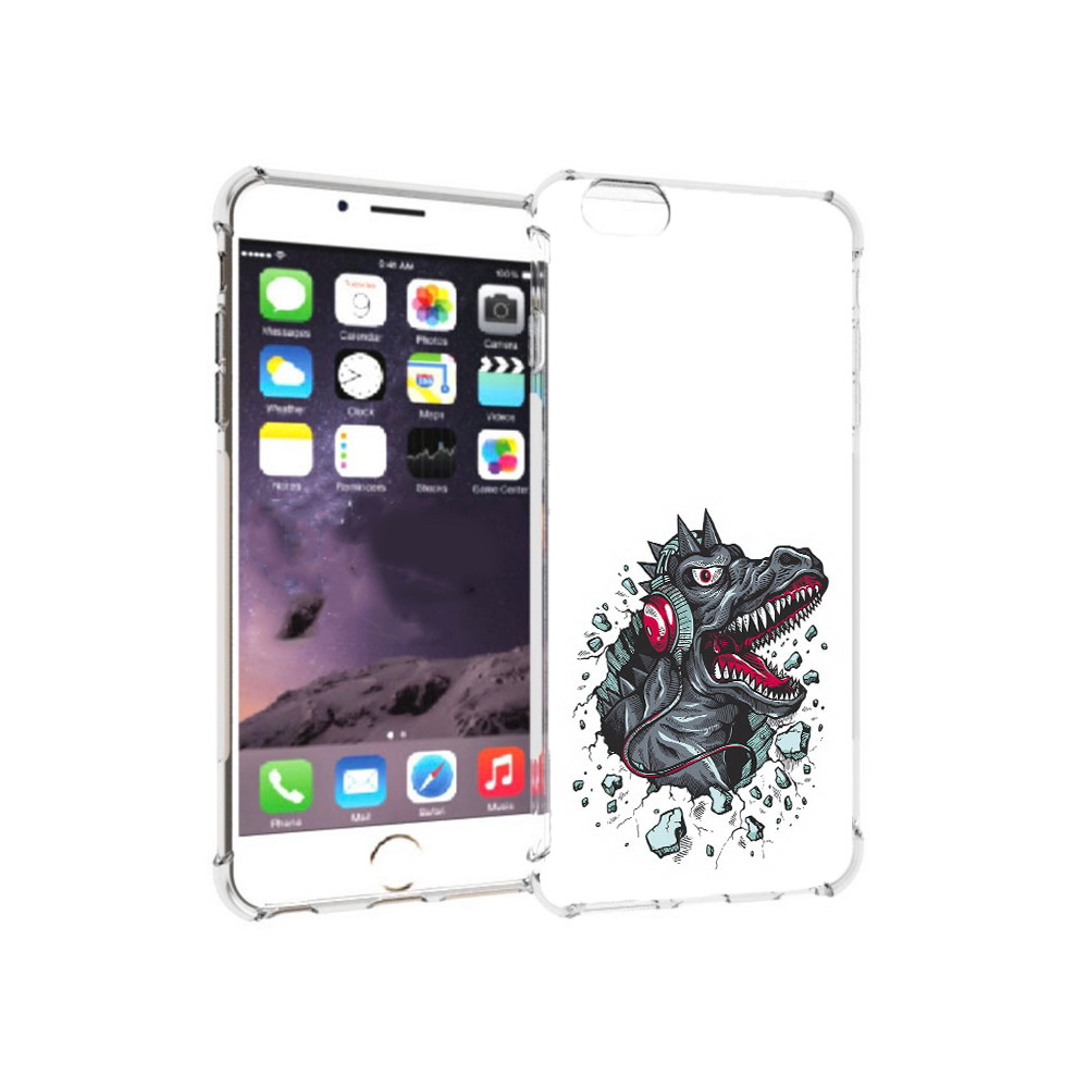 

Чехол MyPads Tocco для Apple iPhone 6 Plus Нарисованный динозавр в наушниках, Прозрачный, Tocco