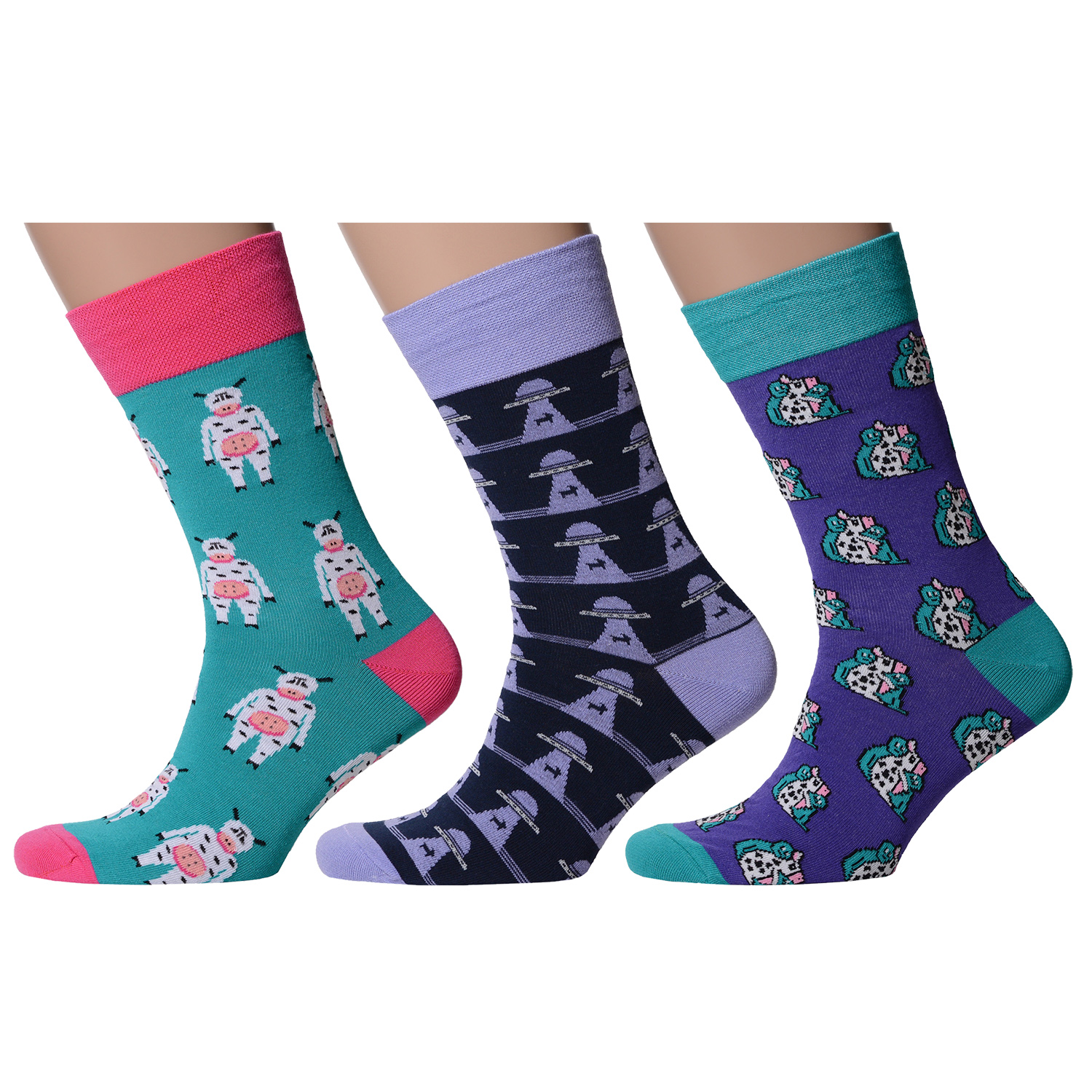 фото Комплект носков мужских moscowsocksclub msk3-м25 фиолетовых; синих; бирюзовых; розовых 25