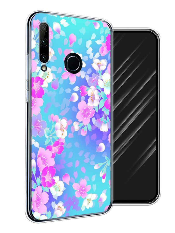 

Чехол Awog на Honor 20 Lite 2019 "Яблоневые цветы", Голубой;розовый;белый, 68950-8