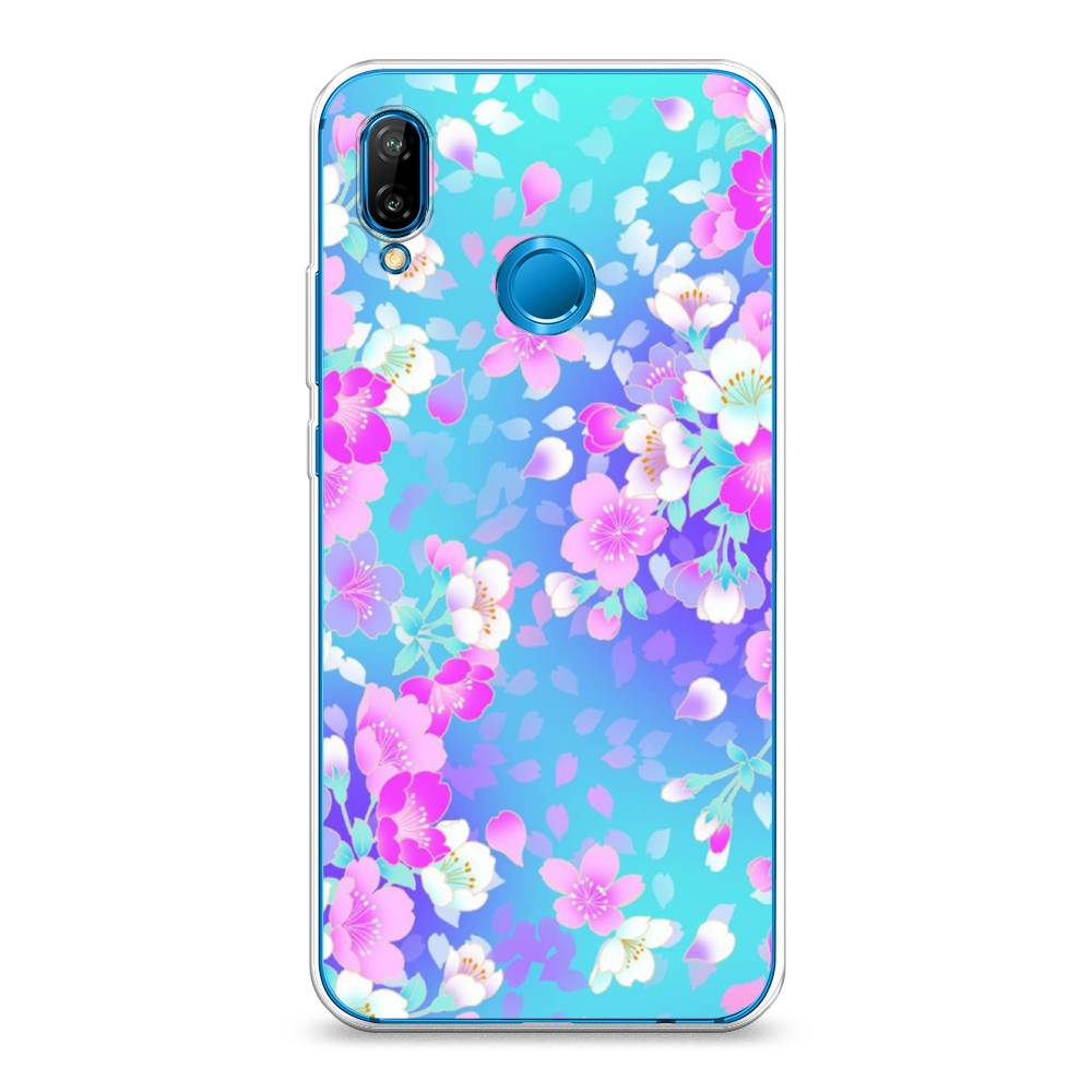 

Чехол Awog на Huawei P20 Lite "Яблоневые цветы", Голубой;розовый;белый, 64450-8