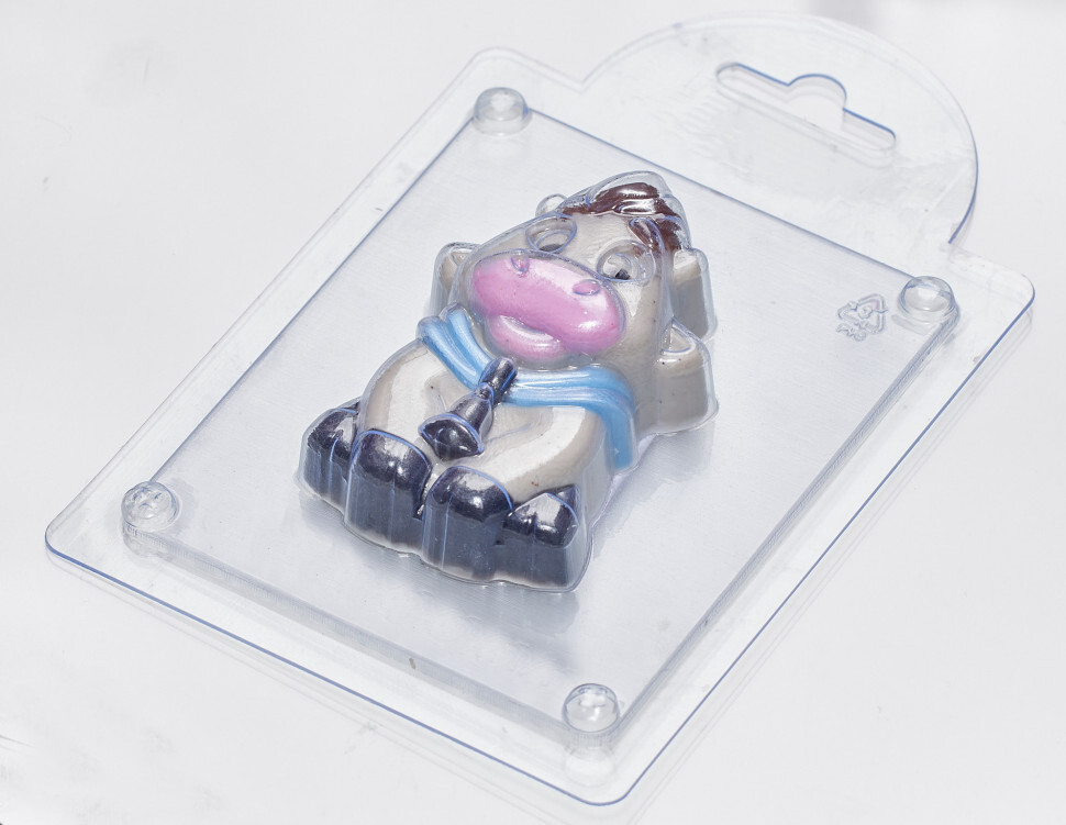

Бычок с колокольчиком форма из пластика для мыла, шоколада AnyMolds