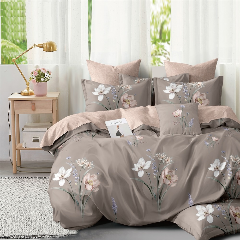 

Постельное белье на резинке Mercury Home Лавандин 2СП с европростыней Поплин 4 наволочки, Лавандин