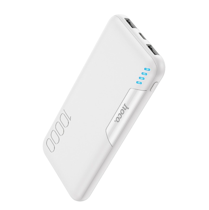 

Внешний аккумулятор Hoco J82, Li-Pol, 10000 мАч, microUSB/Type-C - 2 А, 2 USB - 2 А, белый
