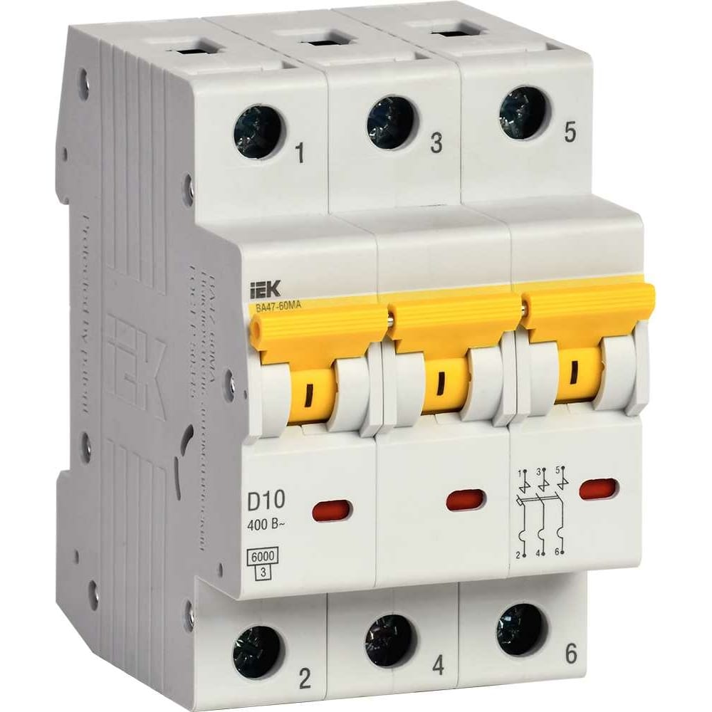 

IEK Выкл. авт. ВА47-60МА без тепл. расцеп. 3P 10А 6кА D MVA33-3-010-D