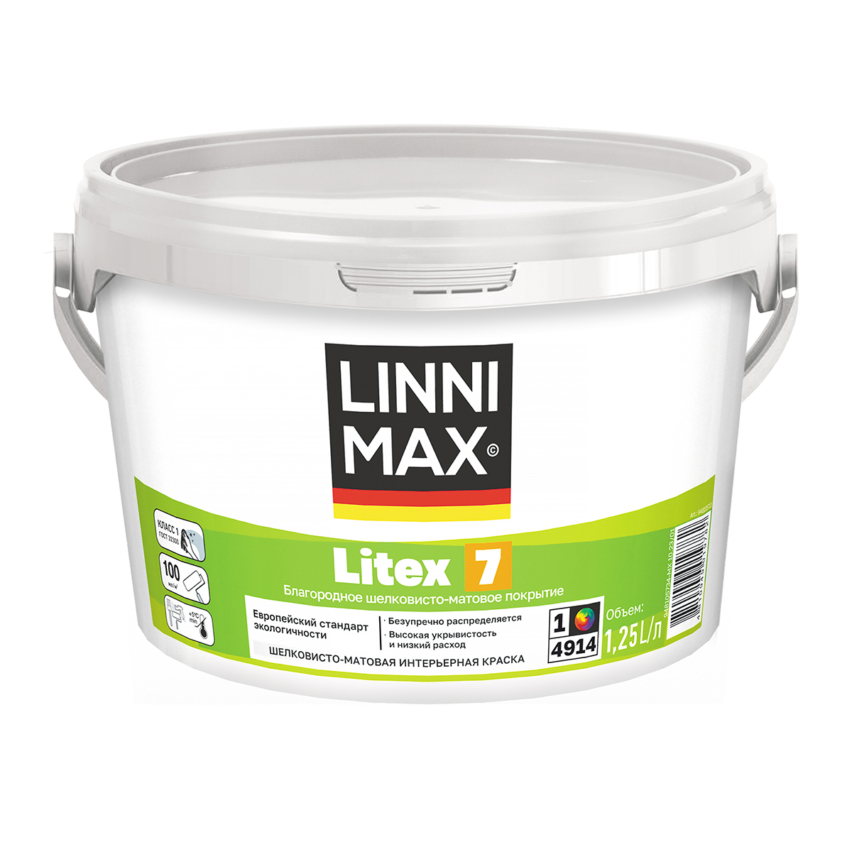 фото Краска интерьерная linnimax litex 7, база 1, белая, 1,25 л