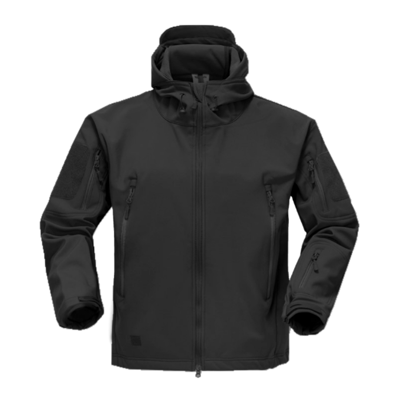 Куртка мужская Kamukamu тактическая военная на флисе цвет Черный ткань Softshell 2XL