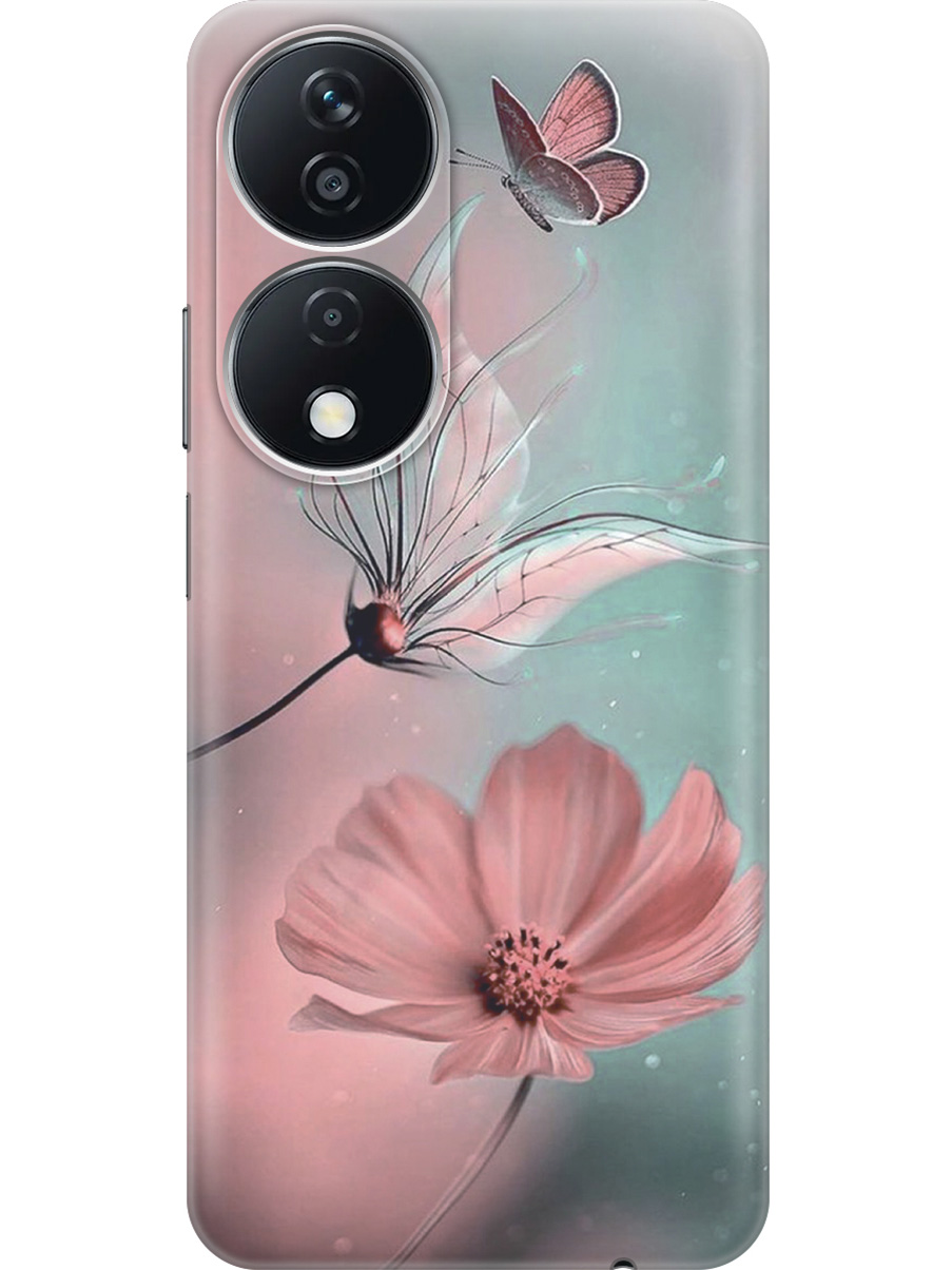 

Силиконовый чехол на Honor X7b с принтом "Бабочка и цветы", Прозрачный;голубой;розовый;серый, 781972122