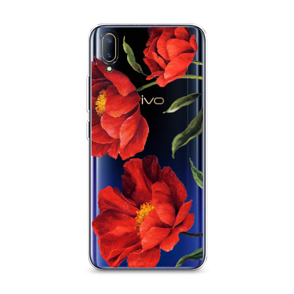 фото Силиконовый чехол "красные маки" на vivo v11 (v11 pro) awog