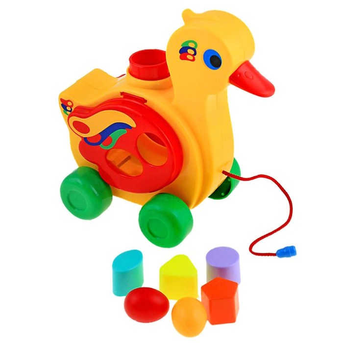 Игрушка-каталка с сортером «Уточка-несушка» развивающая игрушка каталка с ксилофоном и сортером автобус голубой