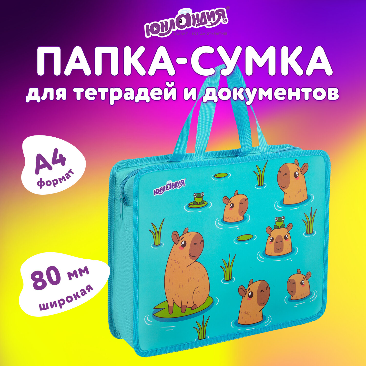 

Папка сумка Юнландия, 272154, для тетрадей, труда, рисования и изо А4 для девочек в школу, Разноцветный, 504