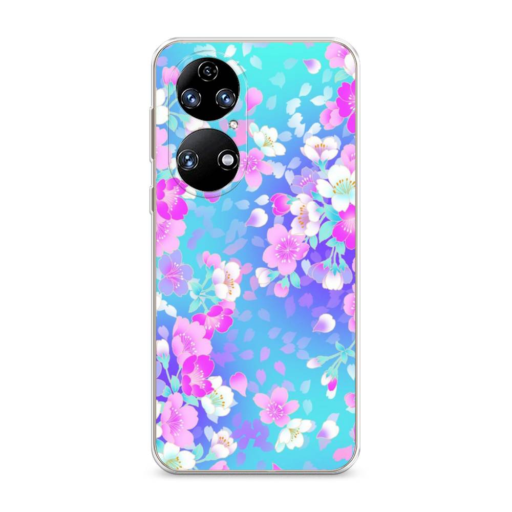 

Чехол Awog на Huawei P50 "Яблоневые цветы", Голубой;розовый;белый, 6104950-8