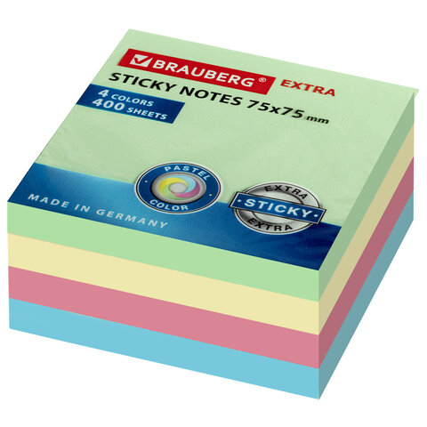 

Стикеры Brauberg Extra Sticky 75х75mm 400 листов 112440, Разноцветный