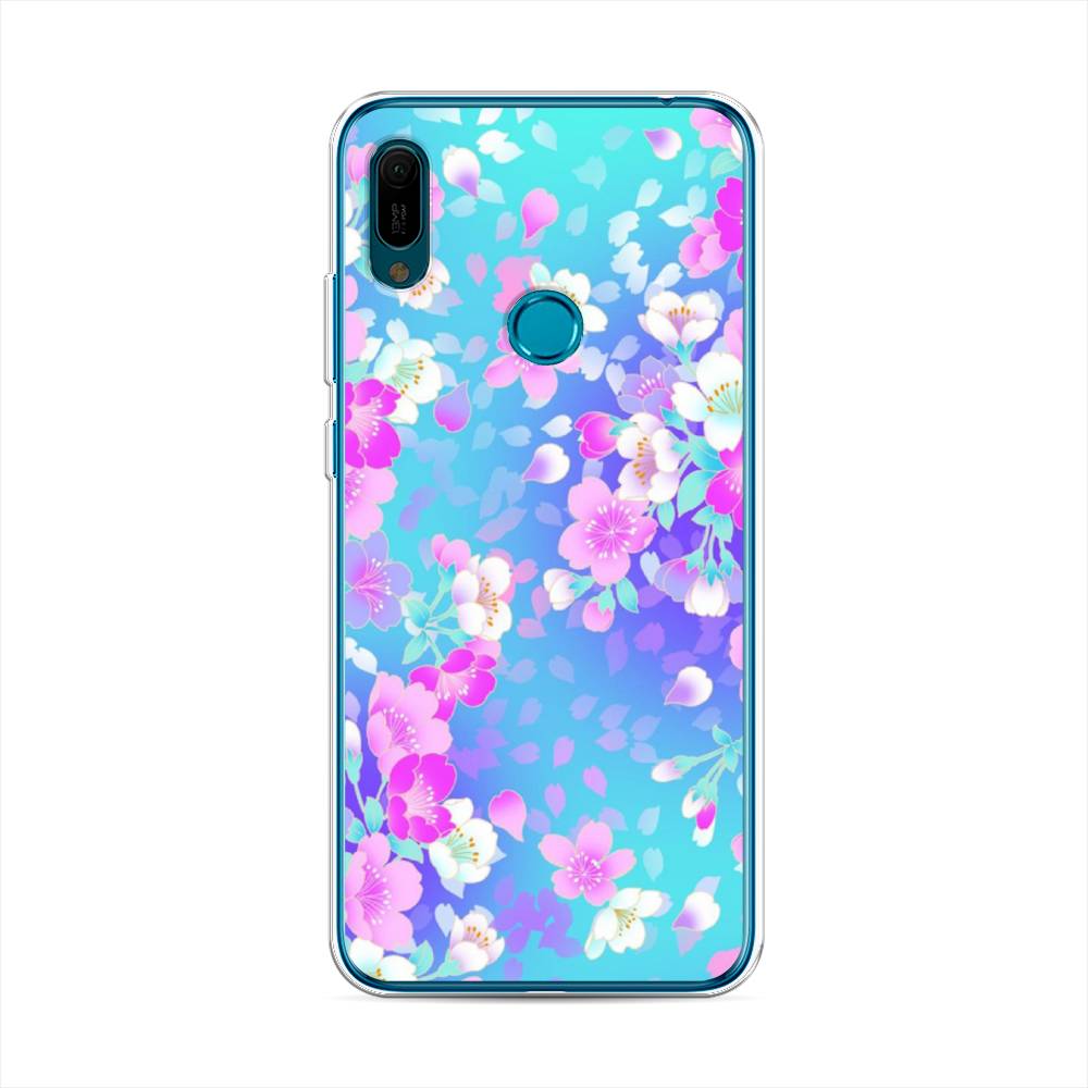 

Чехол Awog на Huawei Y6 2019 "Яблоневые цветы", Голубой;розовый;белый, 68650-8