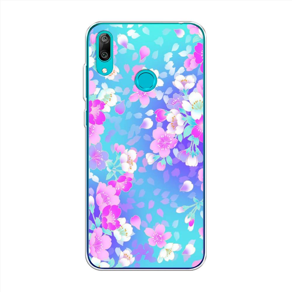 

Чехол Awog на Huawei Y7 2019 "Яблоневые цветы", Голубой;розовый;белый, 68450-8
