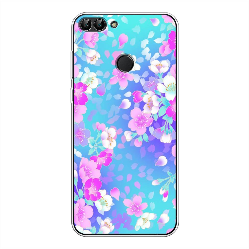

Чехол Awog на Huawei Y9 2018 "Яблоневые цветы", Голубой;розовый;белый, 64950-8