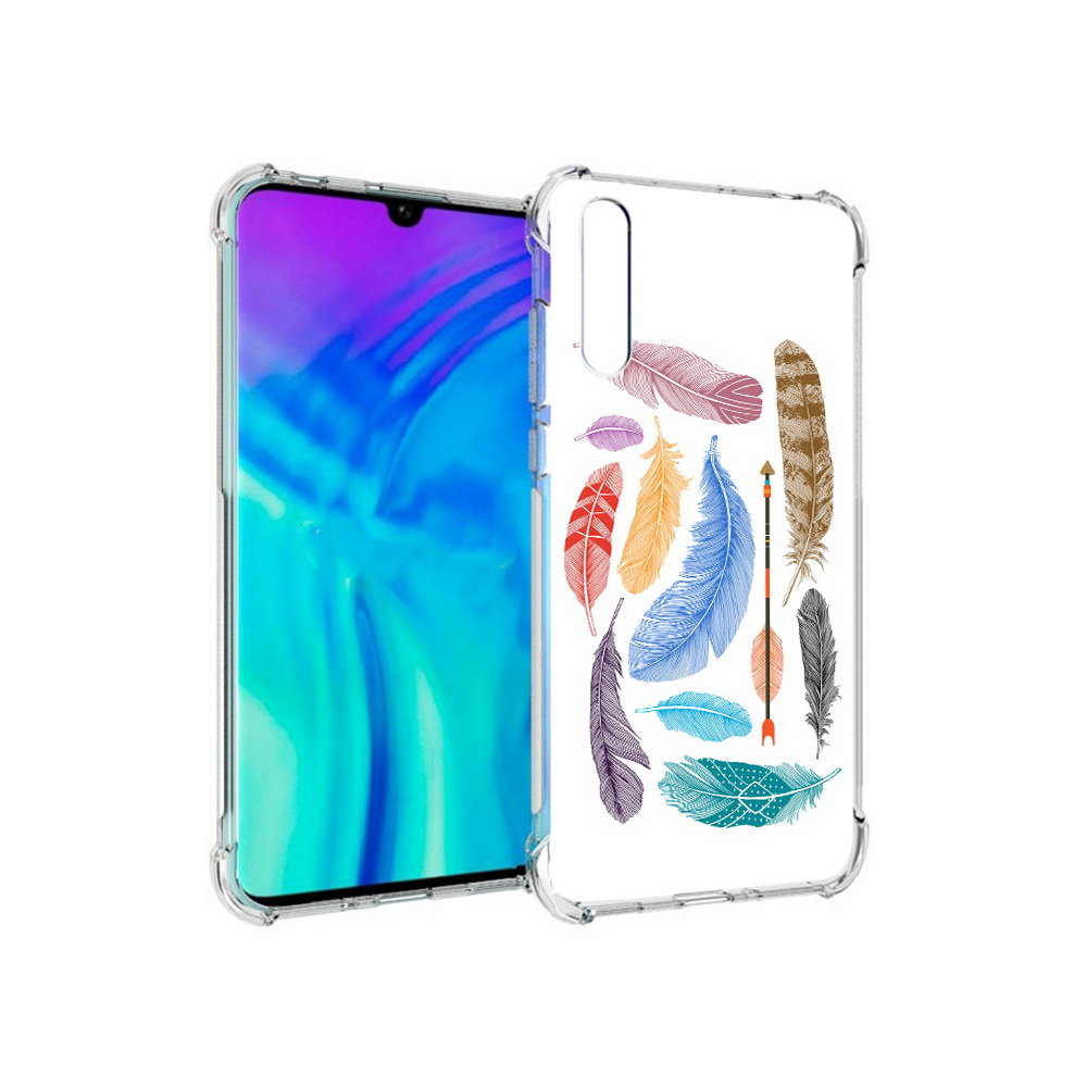 

Чехол MyPads Tocco для Huawei Enjoy 10s разноцветные перья, Прозрачный, Tocco
