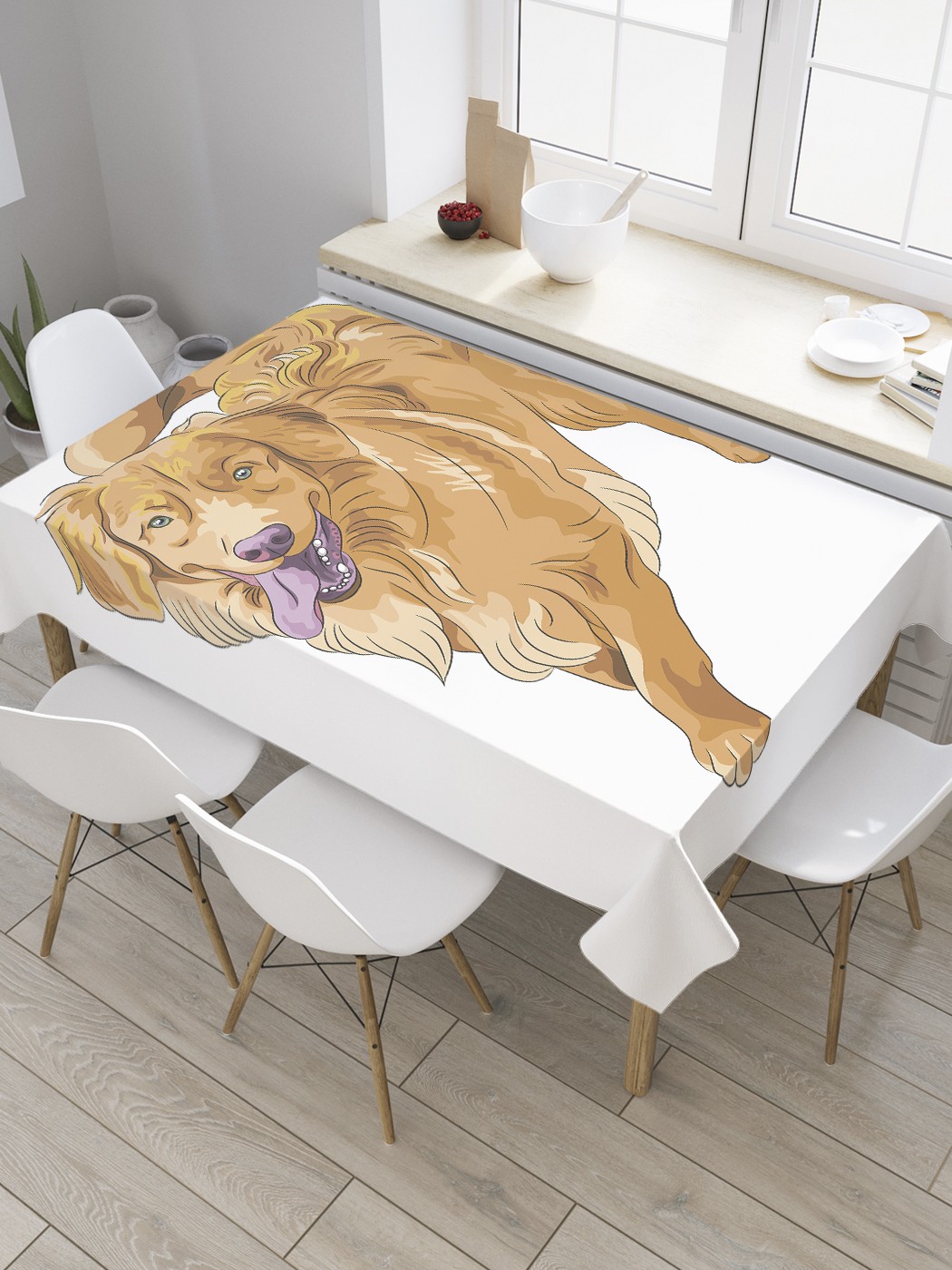 

Скатерть прямоугольная JoyArty "Длинношерстный ретривер" из сатена, 120x145 см, Розовый, Длинношерстный ретривер