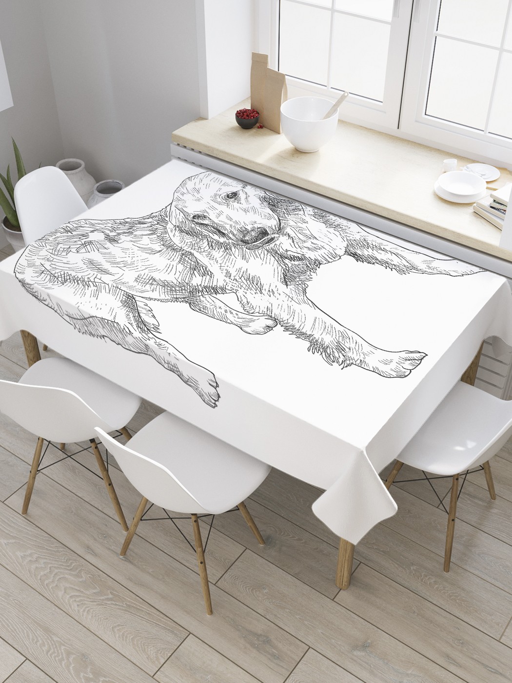 

Скатерть прямоугольная JoyArty "Стоящая собака" из сатена, 120x145 см, Серый, Стоящая собака