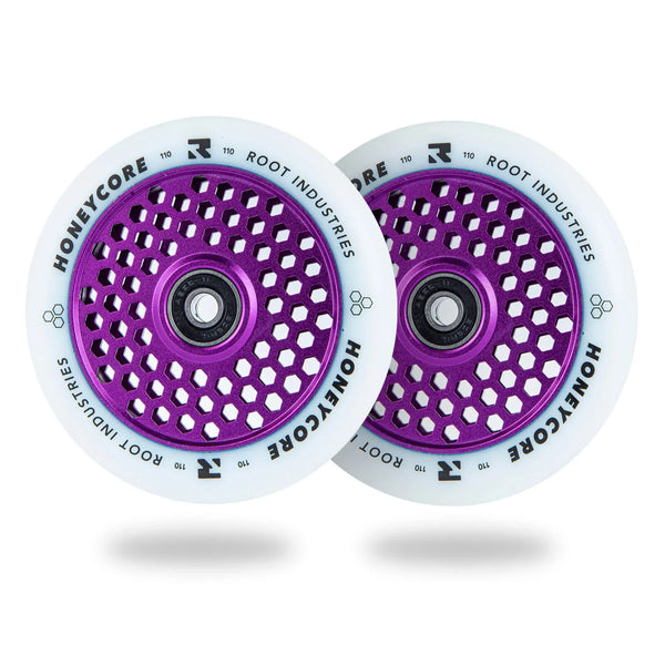 Колеса для самоката Root Industries Honeycore Wheels 110x24mm 2шт White Purple, заднее; переднее, фиолетовый  - купить