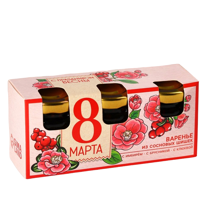 

Набор варенья с сосновыми шишками 8 марта, вкусы: имбирь, брусника, клюква, 30 г. x 3 шт.