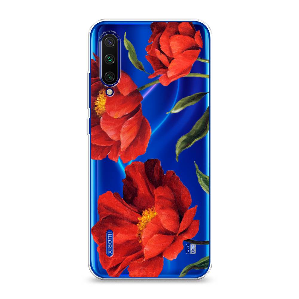 фото Силиконовый чехол "красные маки" на xiaomi mi cc9e awog