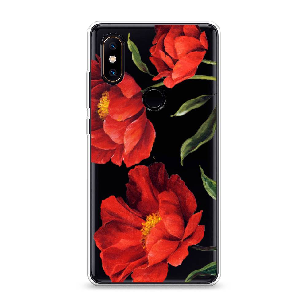 фото Силиконовый чехол "красные маки" на xiaomi mi mix 2s awog