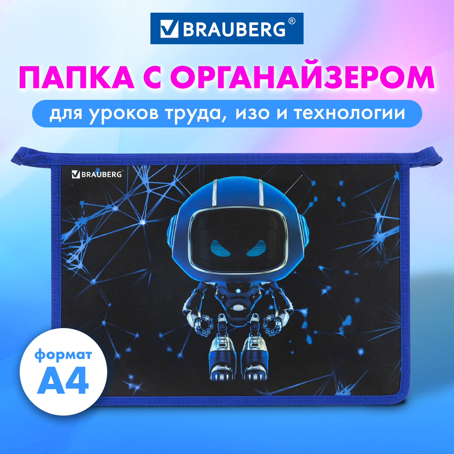 

Папка Brauberg, 272212, для тетрадей, труда, рисования и изо А4 мальчику на молнии в школу, Разноцветный, 448