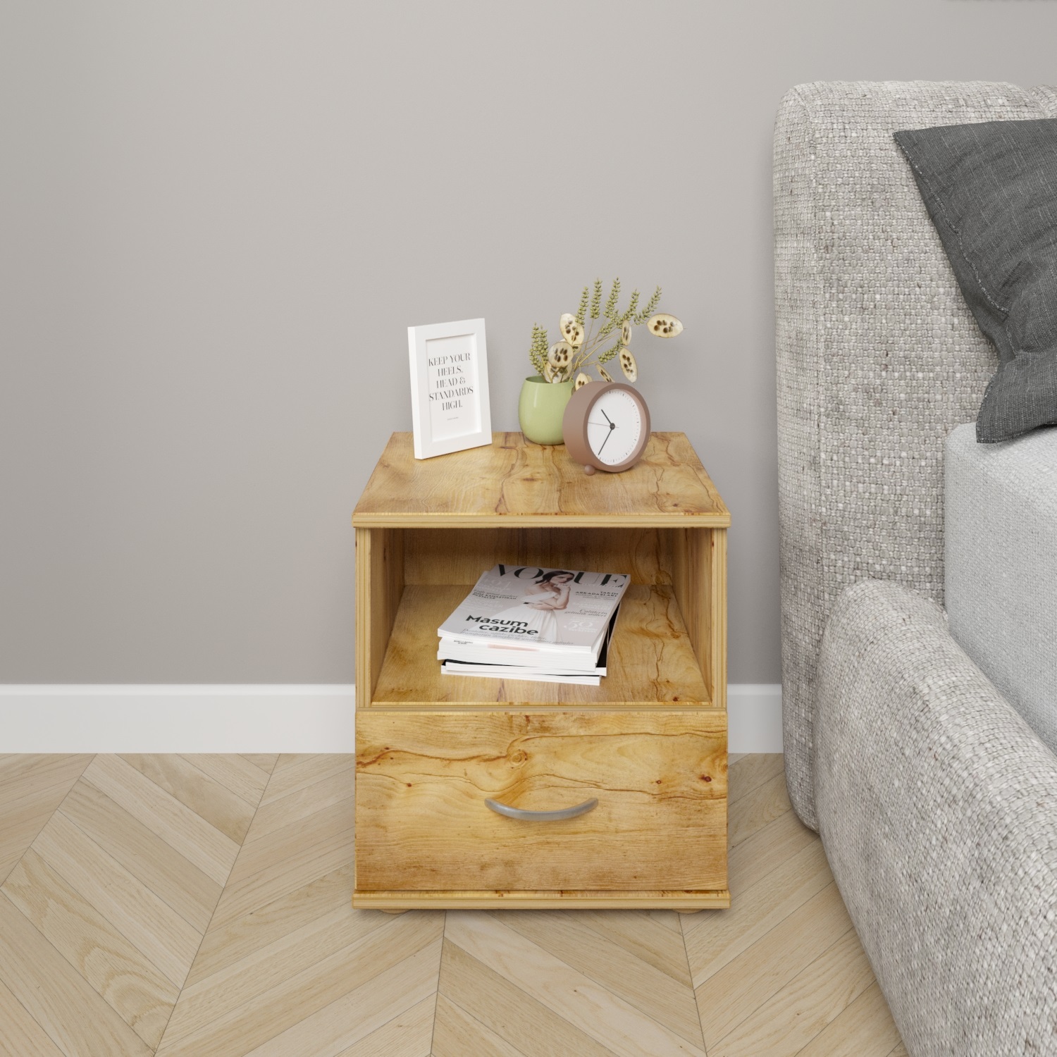 Тумба прикроватная с ящиком Феликс Ультра, 40х39х44,5 см, Таксония медовая