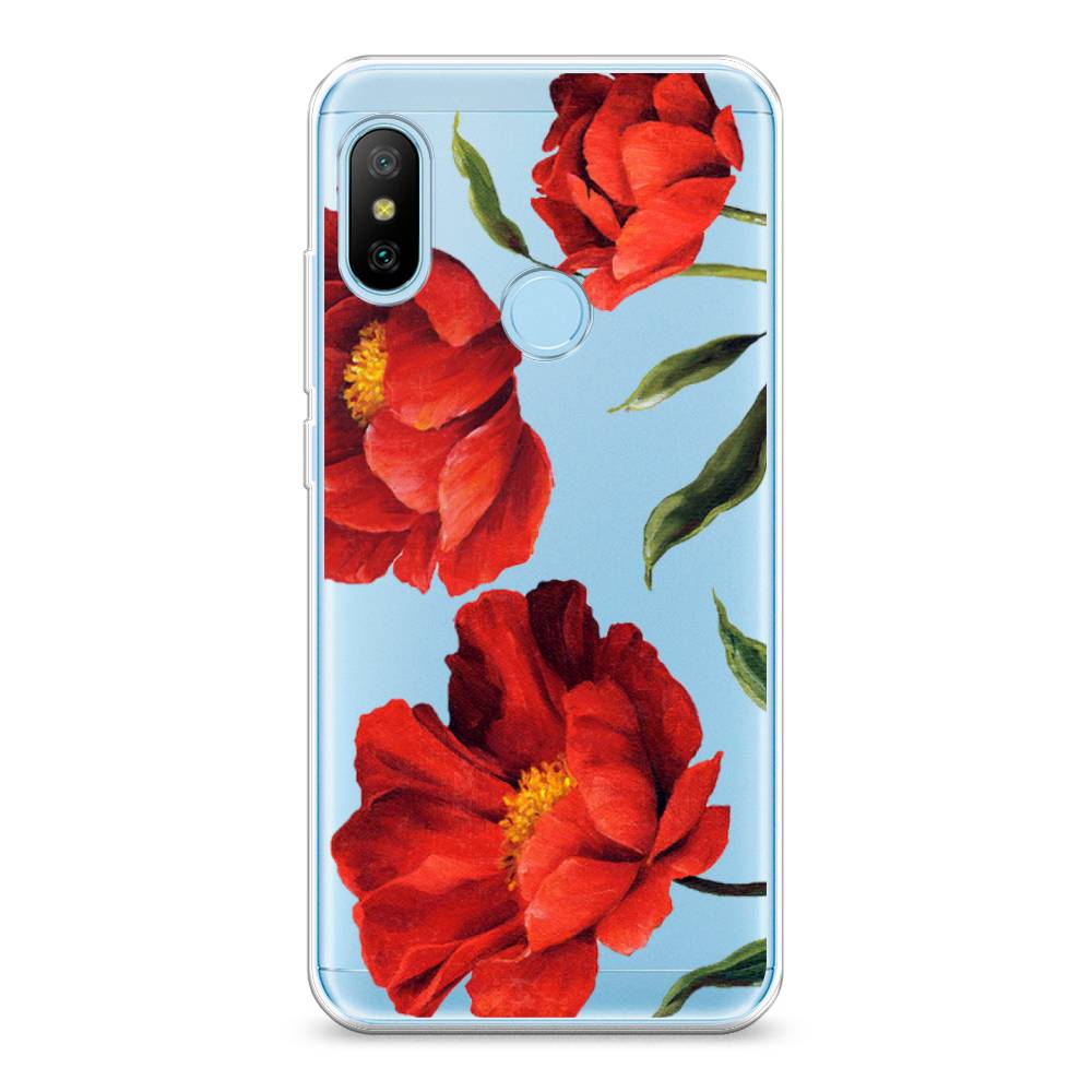 фото Силиконовый чехол "красные маки" на xiaomi redmi 6 plus awog