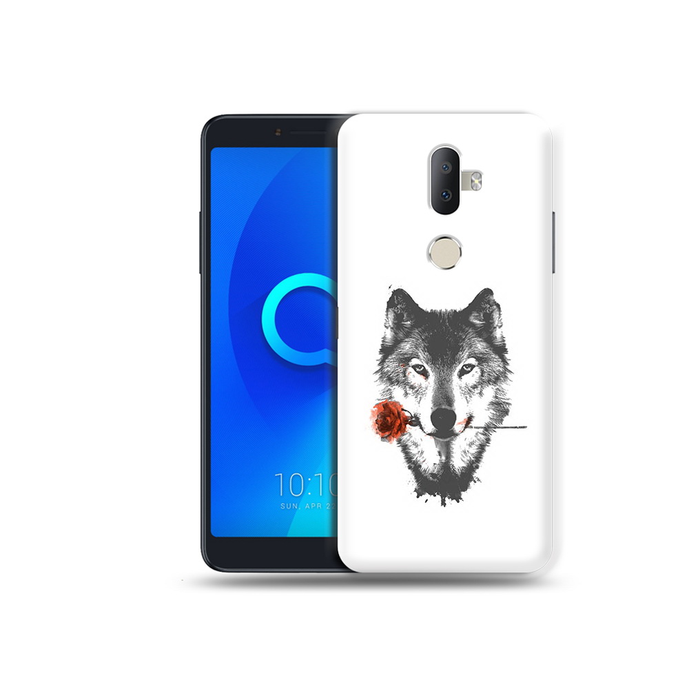 

Чехол MyPads Tocco для Alcatel 3V волк с розой, Прозрачный, Tocco