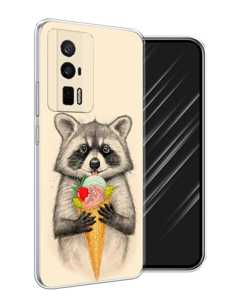 

Чехол Awog на Xiaomi Redmi K60/Poco F5 Pro "Енот с мороженым", Бежевый;серый, 318850-1