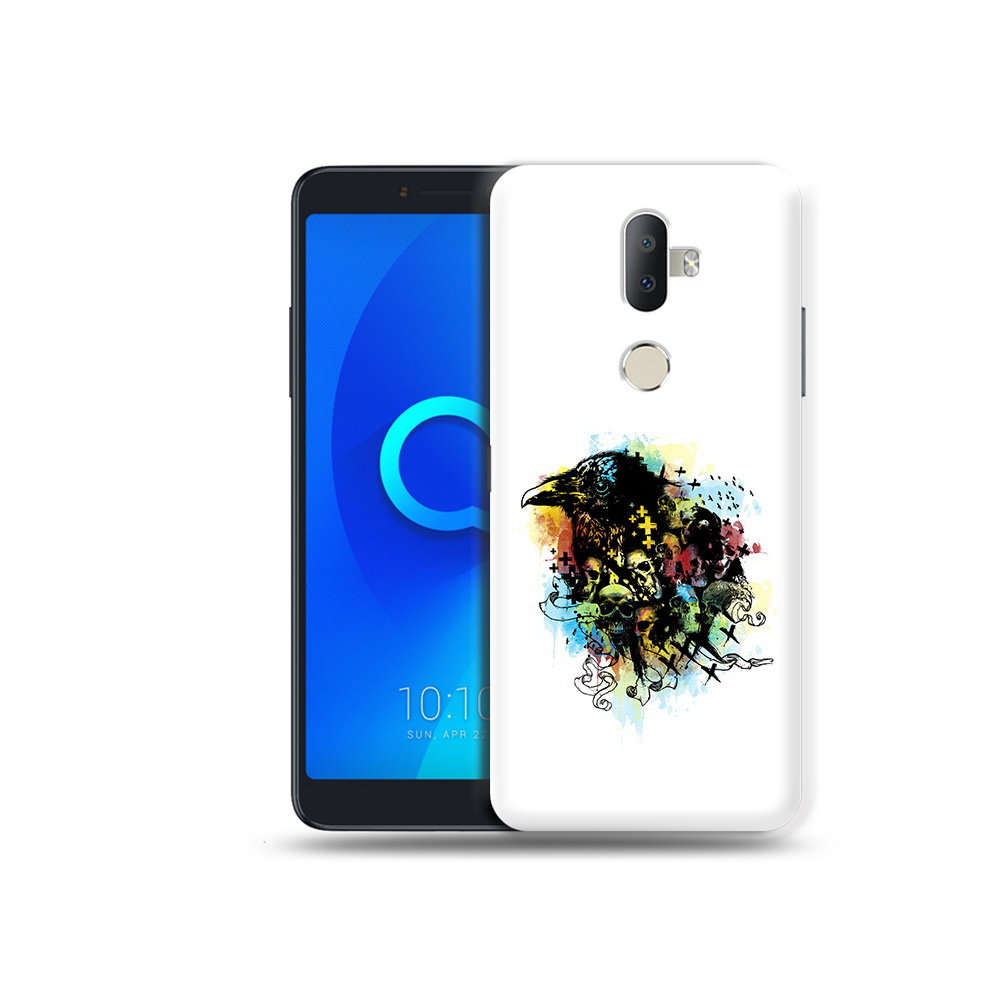 

Чехол MyPads Tocco для Alcatel 3V ворон и черепа, Прозрачный, Tocco