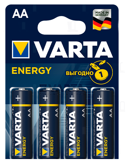 

Батарейки Varta ENERGY упаковка 4 штуки AA, ENERGY