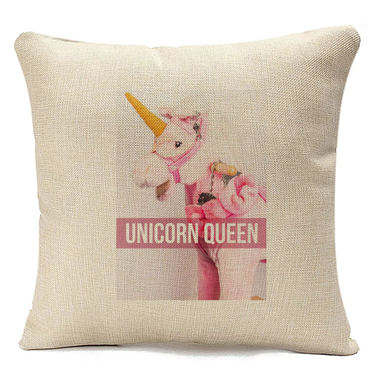 фото Подушка бежевая coolpodarok unicorn queen. королева единорогов