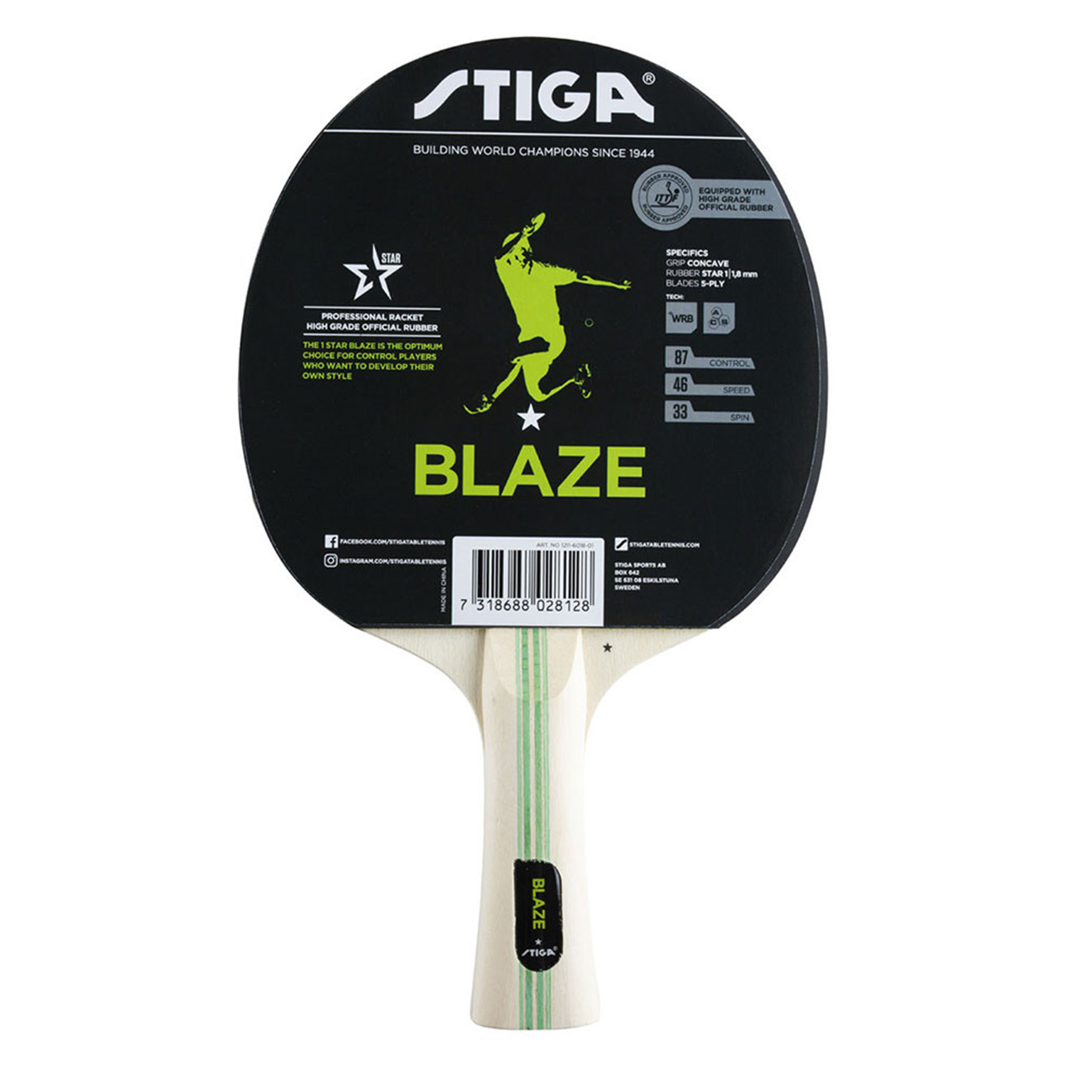 

Ракетка для настольного тенниса Stiga Blaze WRB ACS 1211-6018-01, Blaze WRB ACS