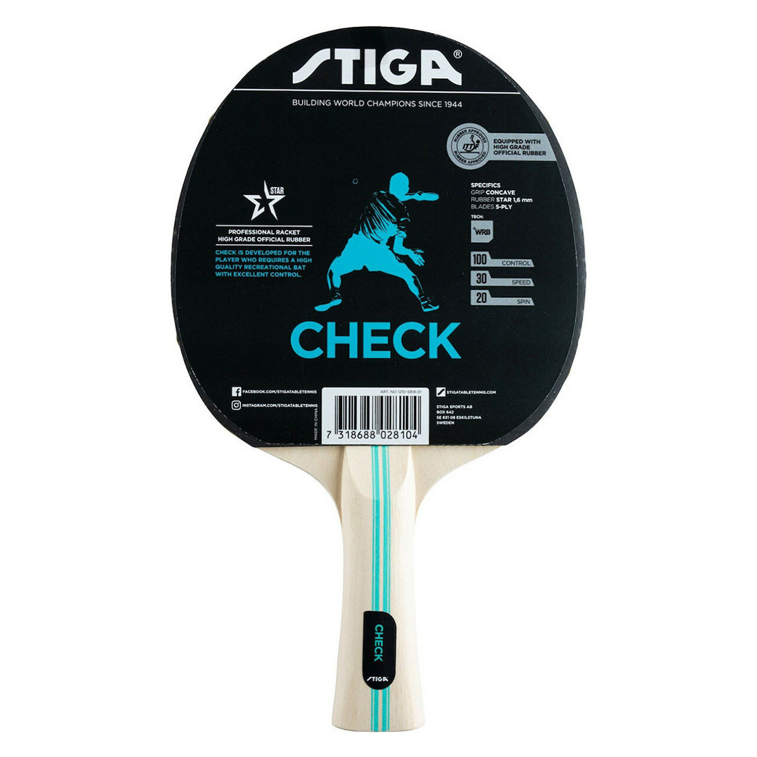 

Ракетка для настольного тенниса Stiga Check Hobby WRB 1210-5818-01, Check Hobby WRB