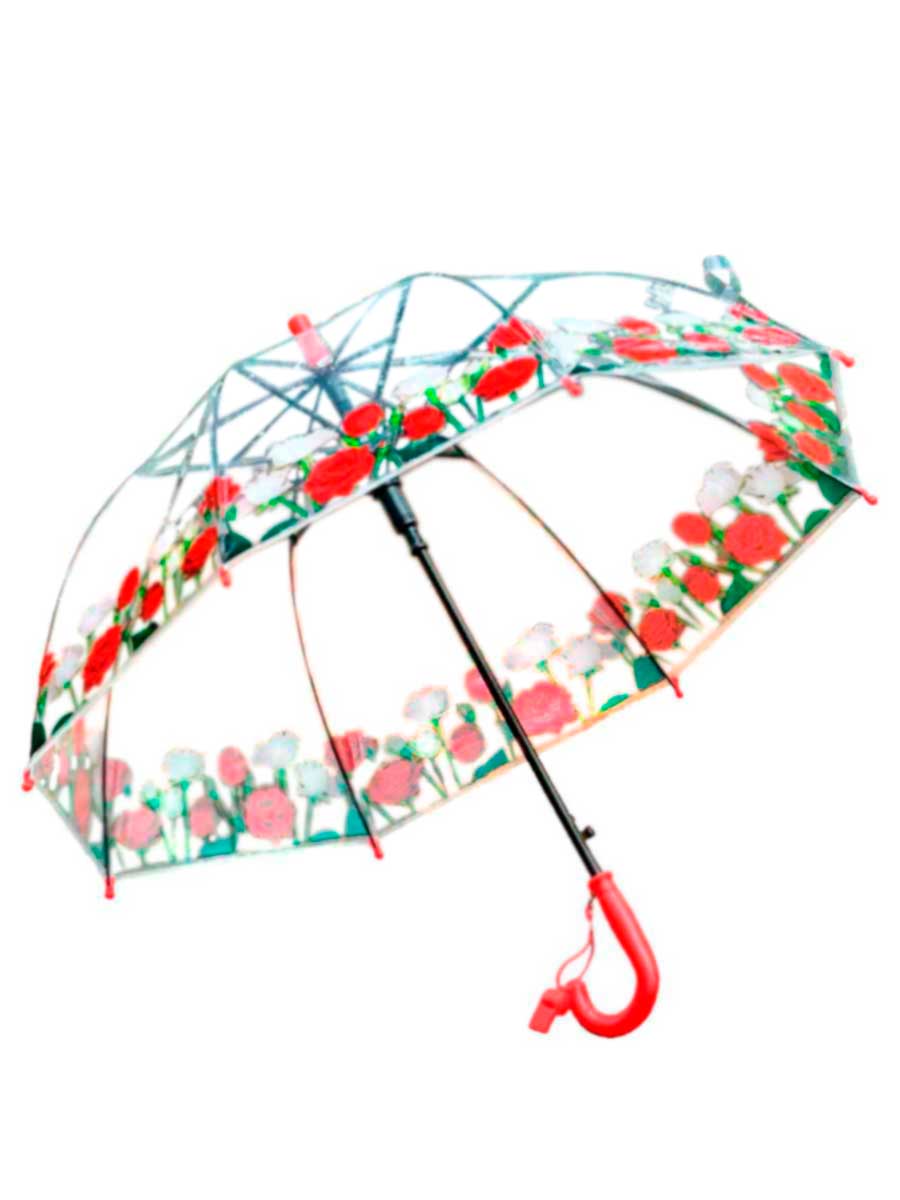 

Прозрачный детский зонт-трость RAIN-PROOF полуавтомат 2019A/красный, 2019A