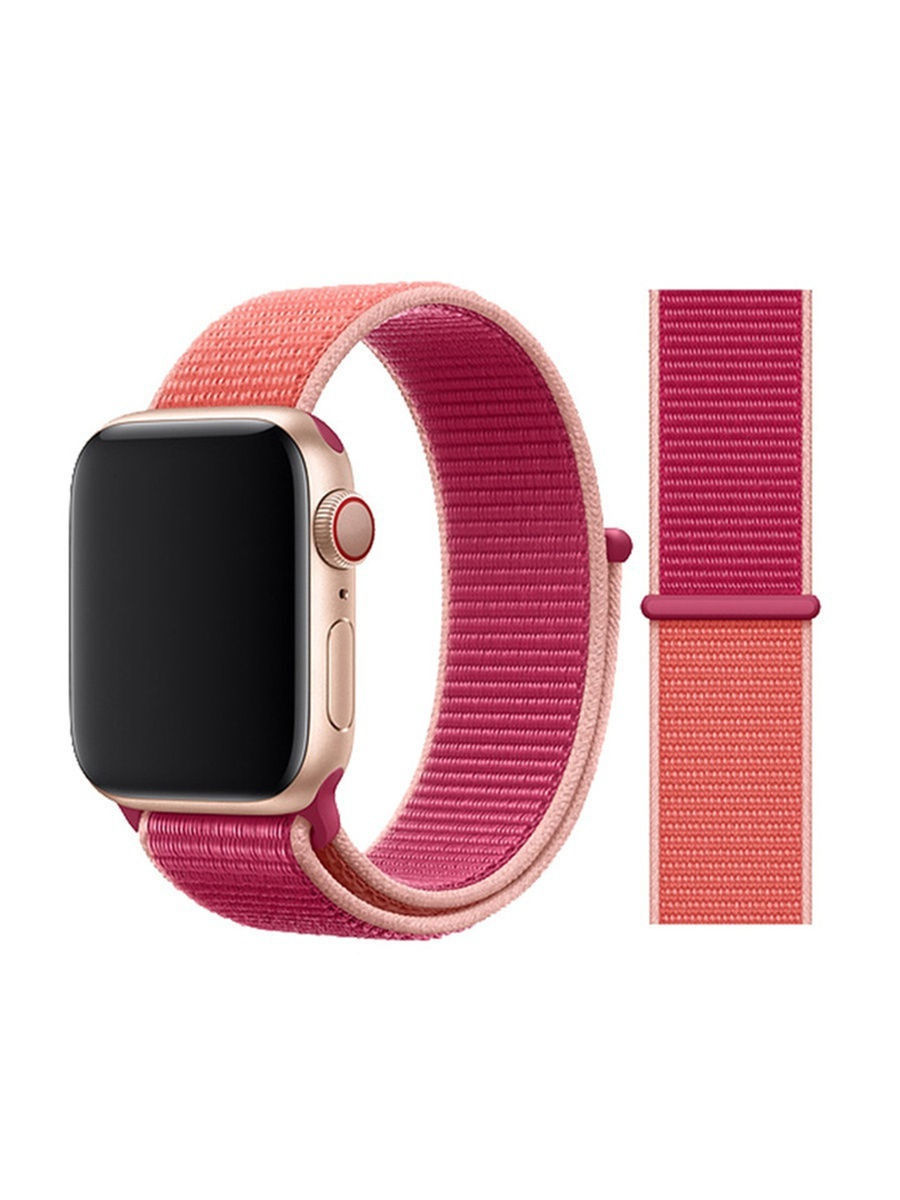 

Ремешок нейлоновый для Apple Watch 42/44 мм Розовый с оранжевым