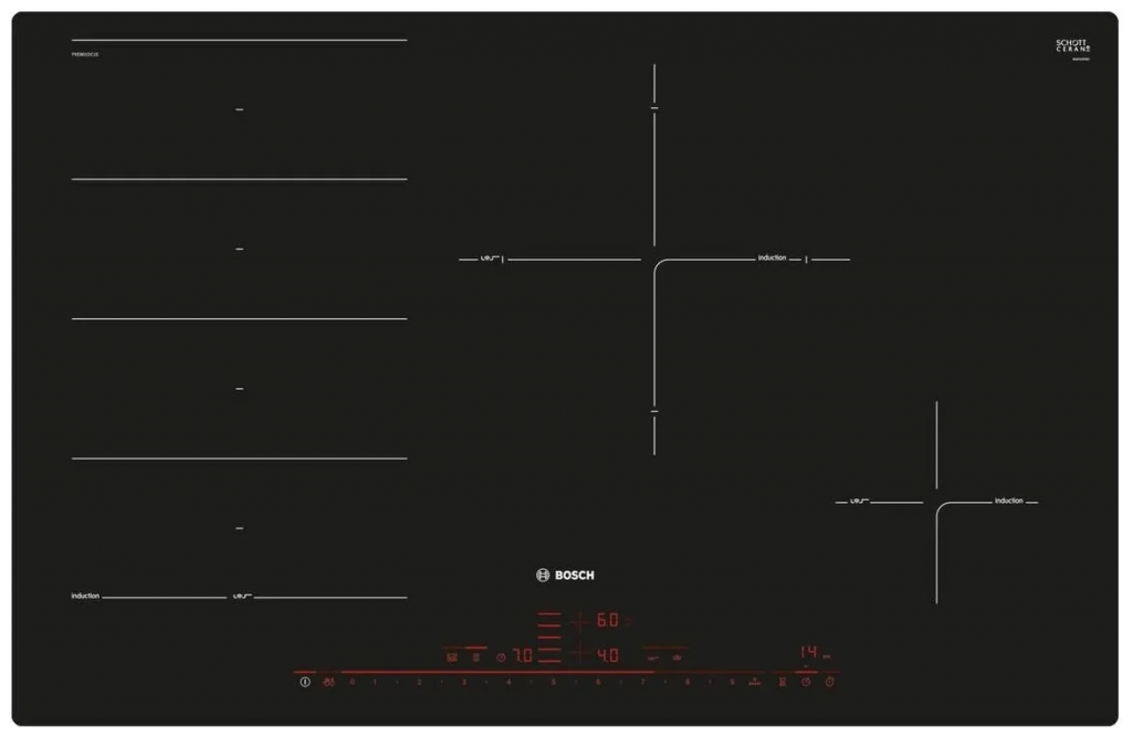 фото Встраиваемая варочная панель индукционная bosch pxe801dc1e черный