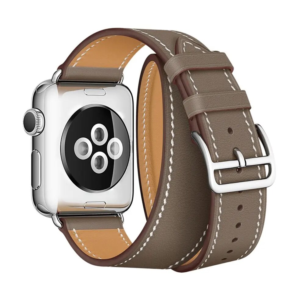 Ремешок из экокожи для Apple Watch 38/40 mm Двойной (Серый)