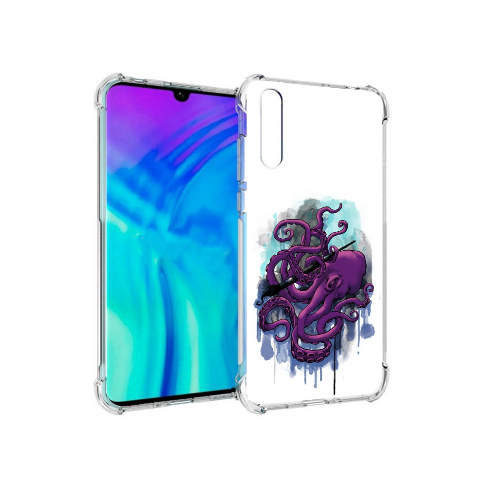 

Чехол MyPads Tocco для Huawei Enjoy 10s фиолетовый осьминог, Прозрачный, Tocco