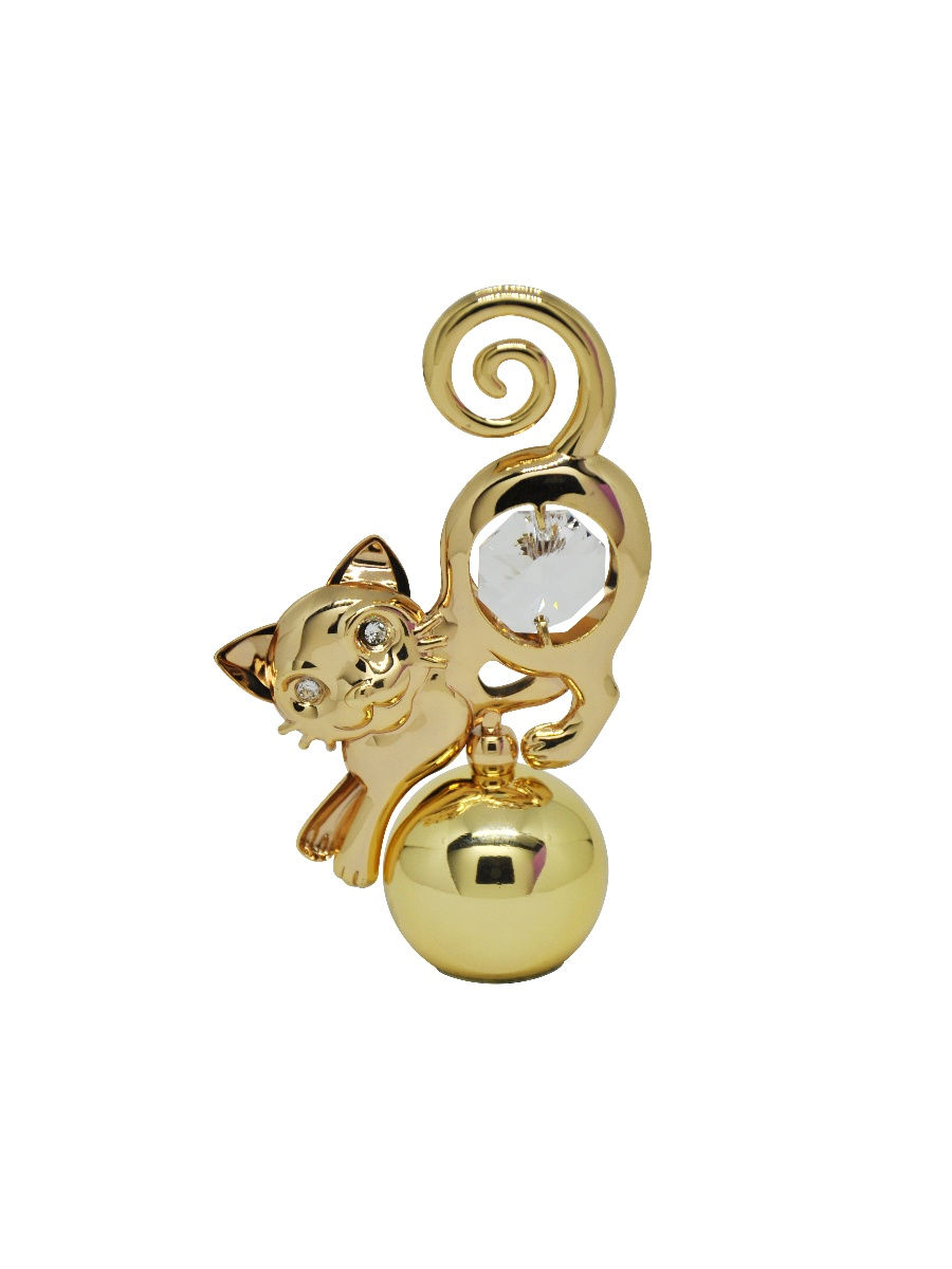

Фигурка Кошка на шаре CRYSTOCRAFT 330-055-GCL золотистый, 330-055-GCL