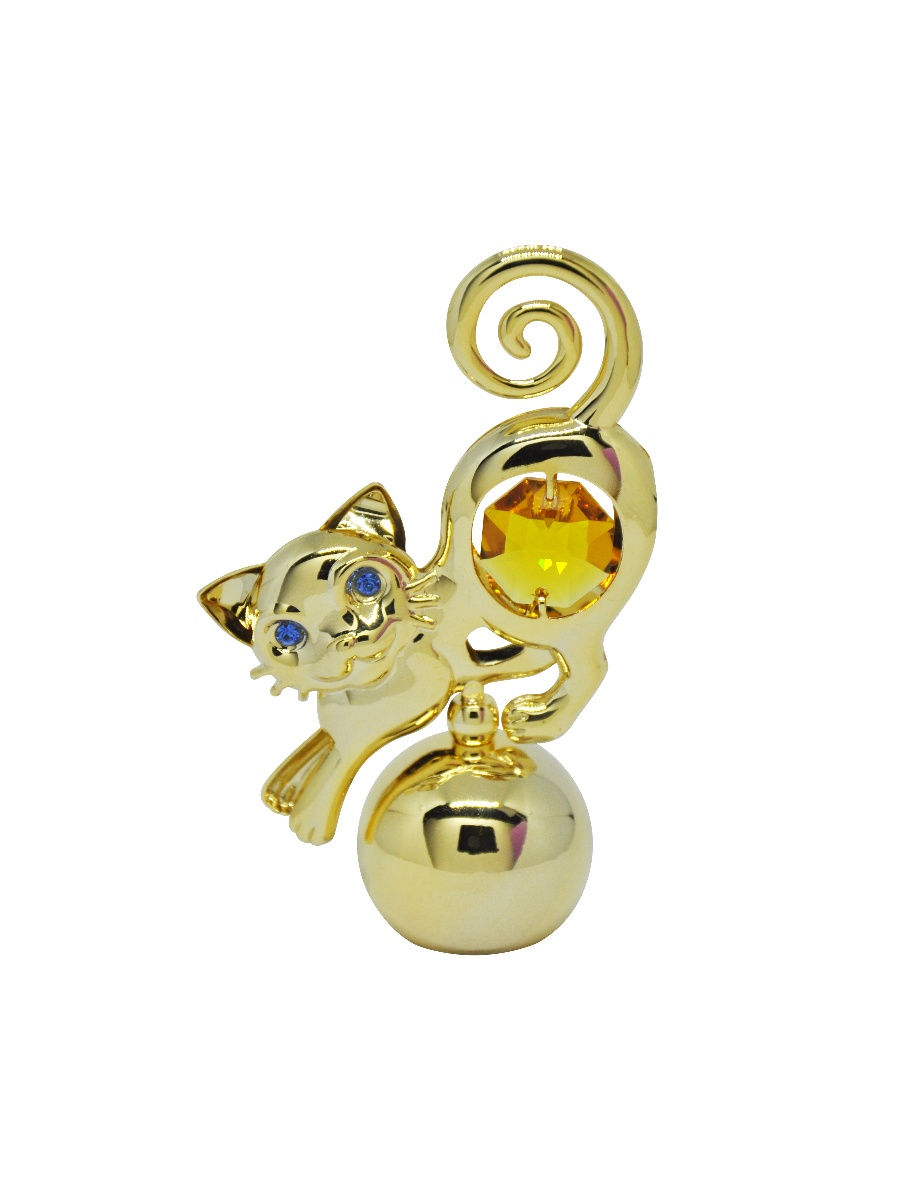 

Фигурка Кошка на шаре CRYSTOCRAFT 330-055-GTO золотистый, 330-055-GTO
