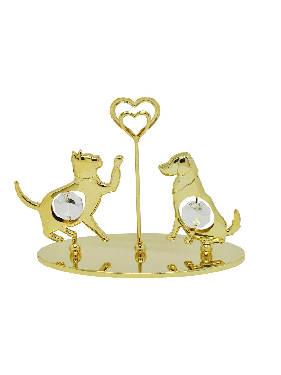 

Фигурка Кошка с Собакой держатель для карт CRYSTOCRAFT 281-127-GCL 0, Золотистый, 281-127-GCL
